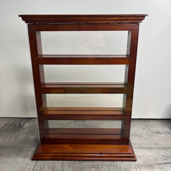 Challenge Coin Red Wood Finish Display Stand Shelf Holds 12-16 coins 13x9x5 - Picture 3 of 8